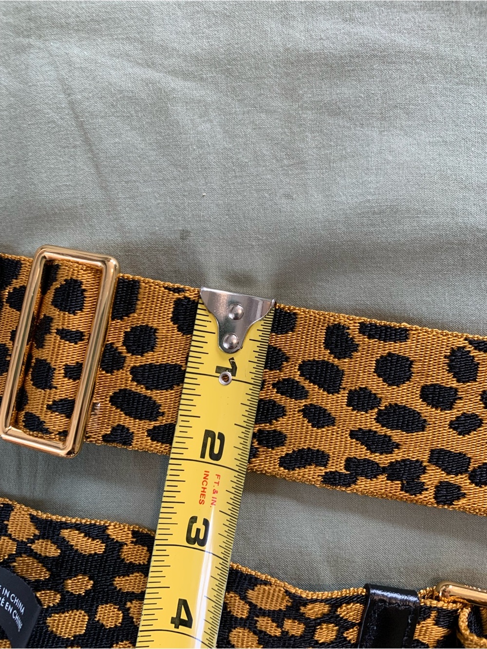 Leopard Print Shoulder Strap with Gold Hardware - Women Accessories 36 to 54 in - Picture 4 of 7